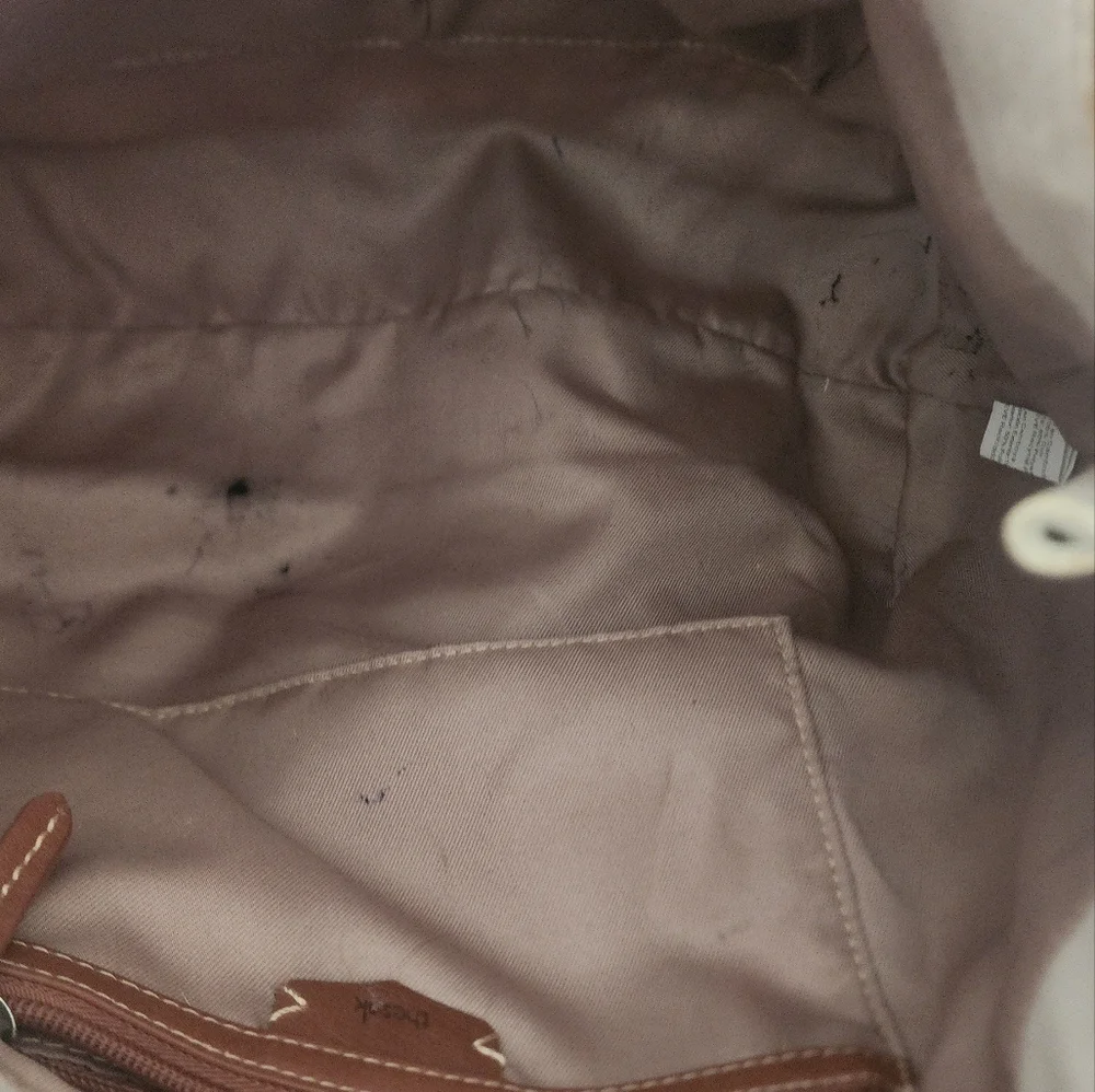 The Sak Huntley Leather Laser Cut Cream Xl Tote Bag - Picture 4 of 11